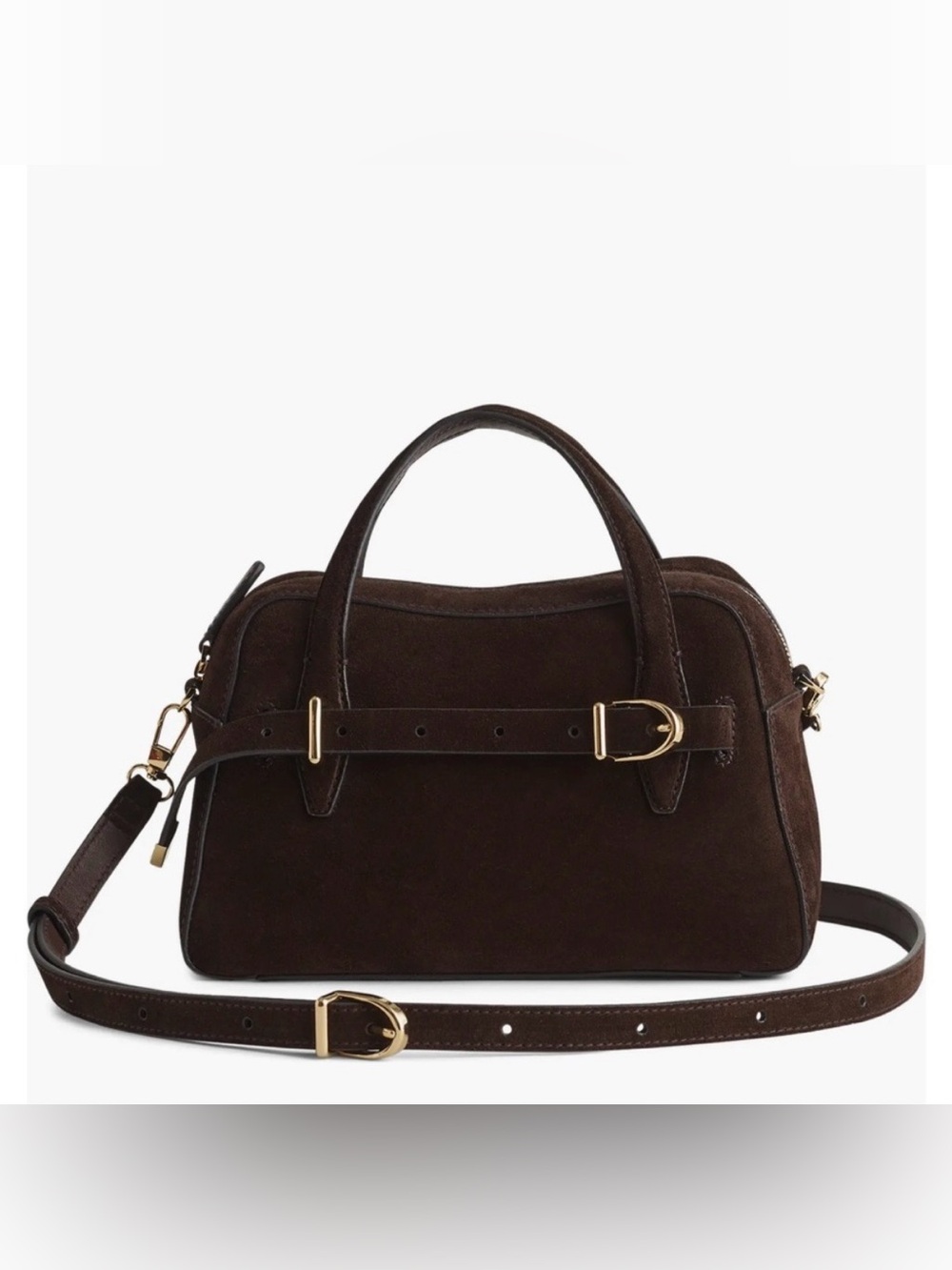 NEW Madewell The Mini Small Belted Satchel Suede Crossbody Dark Carob NW381